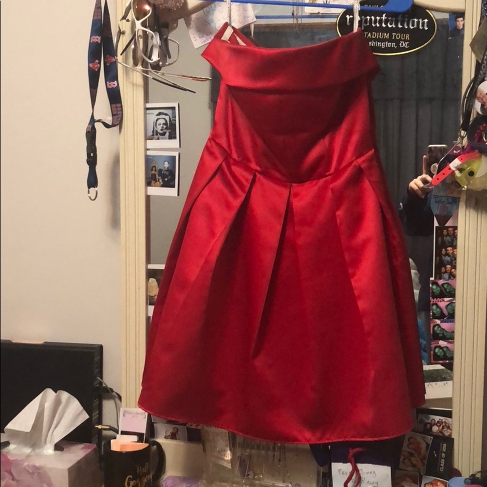 Bold Red Mini Strapless dress